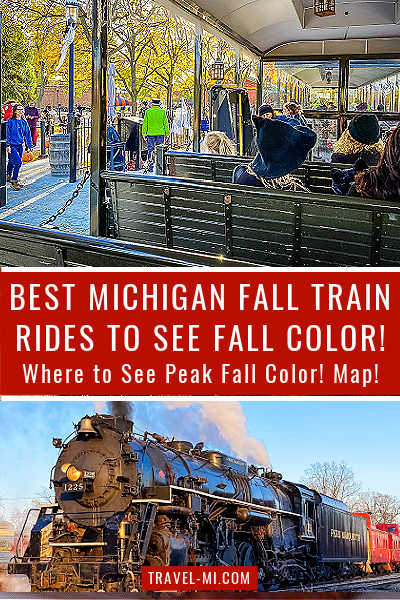 Steam Trains and People Boarding Michigan Fall Train Rides
